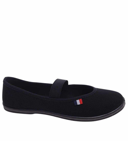 Czarne wsuwane balerinki tenisówki czeszki /B4-2 18836 T293/