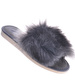 Szare damskie klapki z kudłatym futerkiem Premium /A10-1 11321 S292/