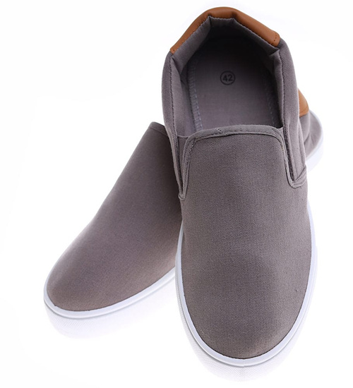 Szaro brązowe męskie trampki slip on /A1-3 16515 T286/