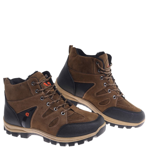 Ocieplane brązowe męskie buty trekkingowe /A10-1 18618 T499/