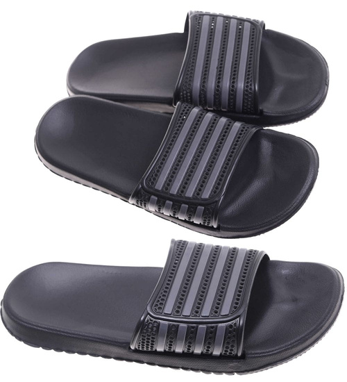 Klapki męskie czarno szare plażowe na basen /E1-1 17804 T182/