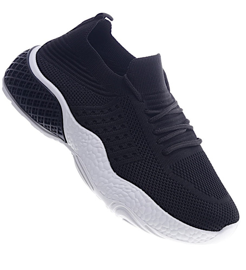 Elastyczne czarne buty sportowe /C7-2 13248 S234/