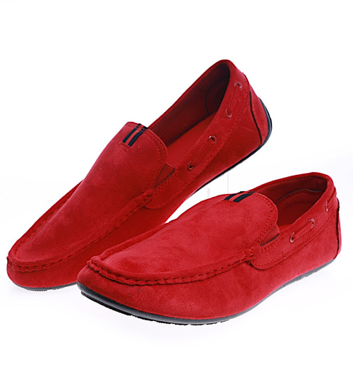 Wsuwane męskie półbuty Czerwone /F8-3 13726 T494/