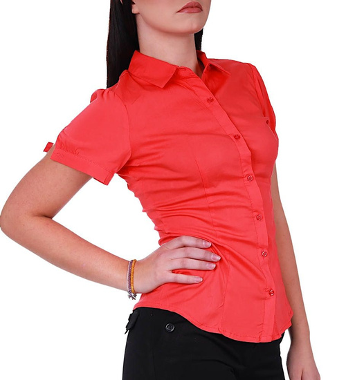 Bawełniana czerwona koszula z kołnierzykiem /H2-K39 UB785 G3-69/