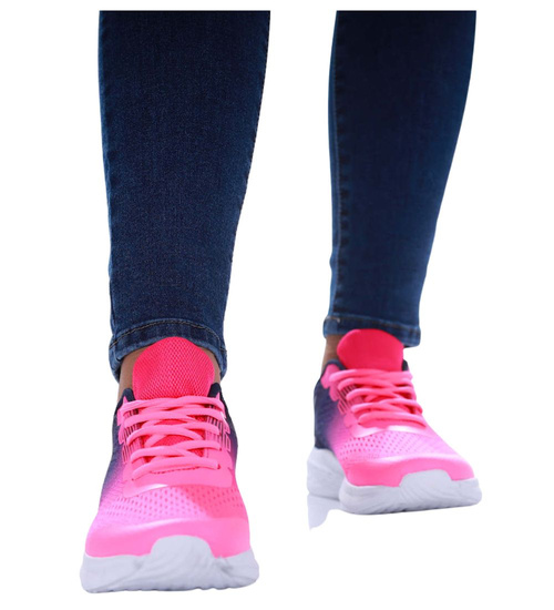 Różowo granatowe damskie buty sportowe /C5-3 17410 T481/