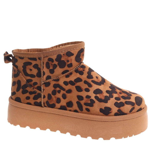 Krótkie kozaki śniegowce eskimoski Leopard /G9-3 18535 G284/