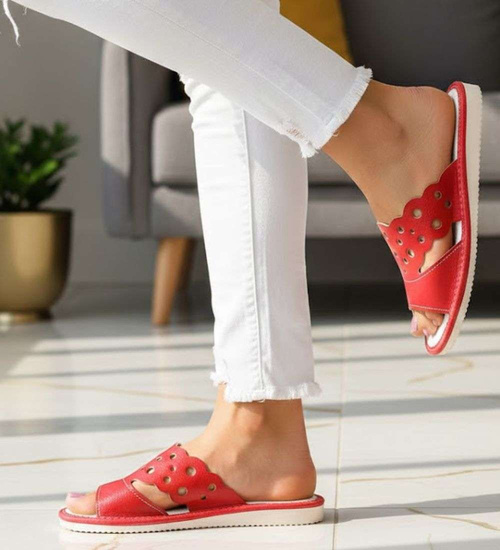 Czerwone ażurowe domowe klapki kapcie /D6-1 16246 S165/