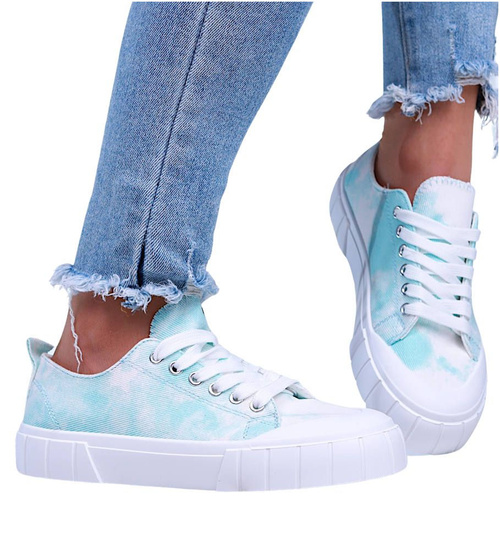 Niebieskie niskie trampki damskie z tkaniny /E2-2 15966 G157/