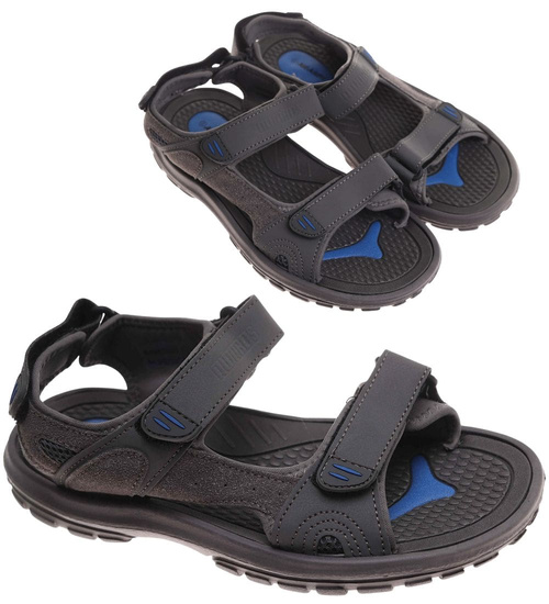 Szare lekkie sandały męskie na rzepy /A1-1 17909 T289/