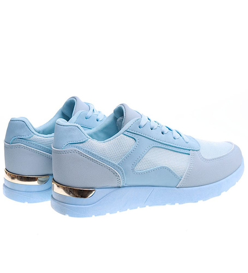 Sznurowane niebieskie buty sportowe damskie /D7-2 15698 T287/