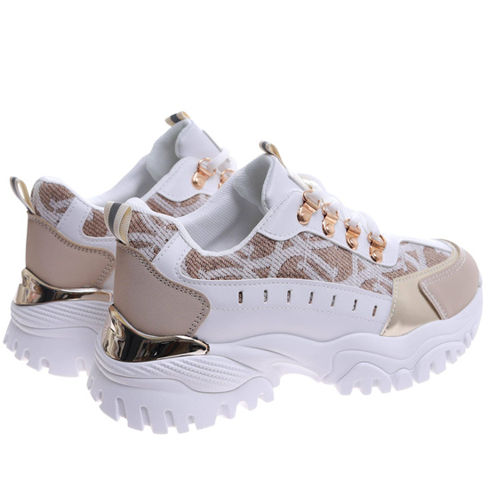 Beżowo białe snekaersy na platformie /E6-1 17405  T683/