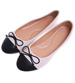 Beżowo czarne baleriny damskie z kokardą /E7-2 17533 G133/