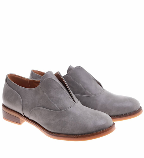 Wsuwane szare półbuty damskie /E2-2 16850 G158/