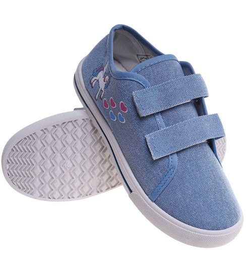 Niebieskie tenisówki dla dziewczynki na rzepy /C7-1 18110 T189/