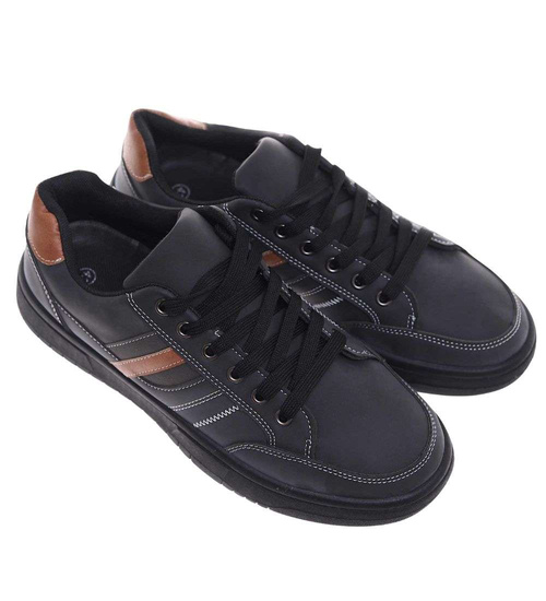 Czarne sznurowane męskie trampki /E9-2 14852 T399/