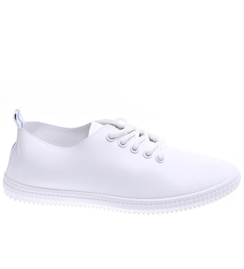 Białe sznurowane tensiówki damskie /G7-2 15856 T276/