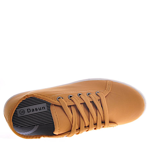 Wiązane camelowe tenisówki /A4-3 11610 T161/