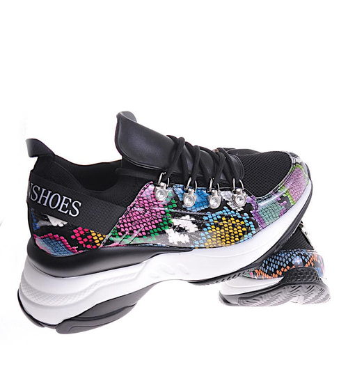 Damskie buty sportowe na platformie Czarne /G8-2 12392 S394/ 