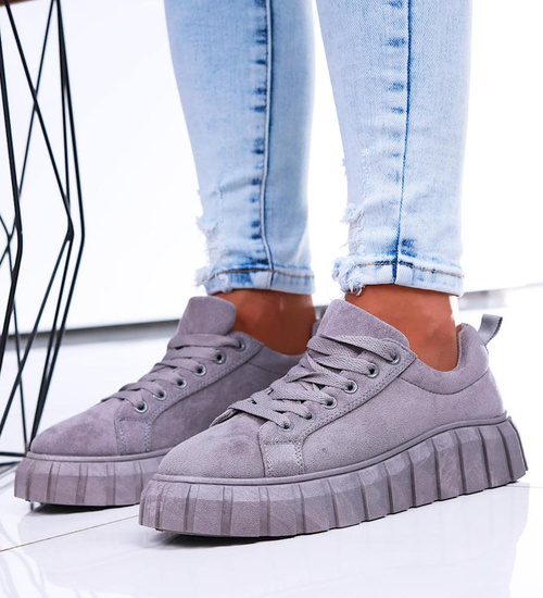 Szare trampki creepersy na platformie /C5-3 16658 S230/