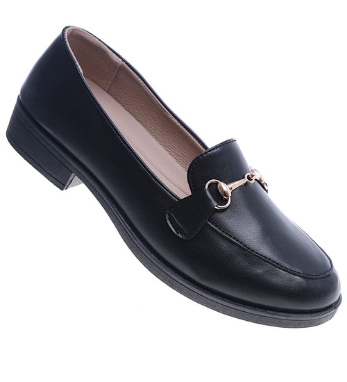 Czarne wsuwane półbuty loafersy /D6-3 13682 T339/