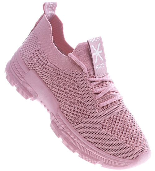 Wsuwane damskie buty sportowe Różowe /A9-3 13100 S396/