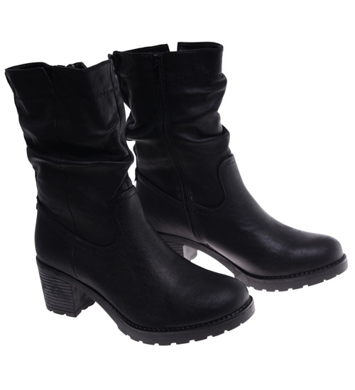 Damskie botki z wysoką cholewką Czarne ost490