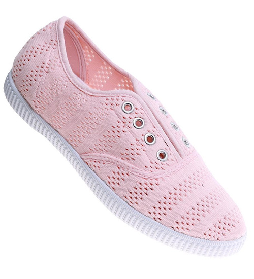 Koronkowe wsuwane różowe tenisówki /B2-2 16167 S1892/