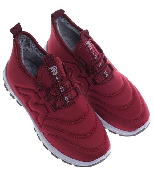 Ocieplane buty chłopięce sportowe Bordowe /B5-3 18160 T336/