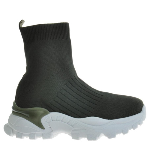 Designerskie botki damskie Zielone /D7-2 10222 S396/