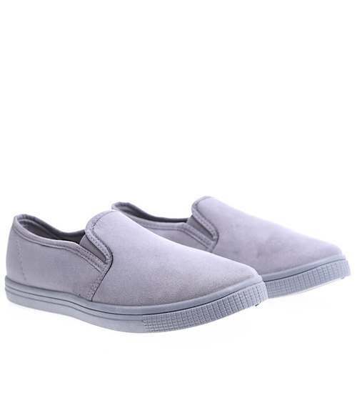 Wsuwane szare tenisówki z tkaniny /G3-2 15672 T1/