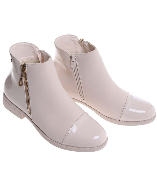 Zimowe beżowe botki damskie ocieplane /L3-2 18544 W222/