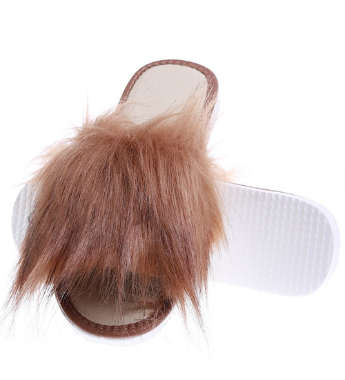 Rude damskie klapki z kudłatym futerkiem /F9-1 15312 S292/