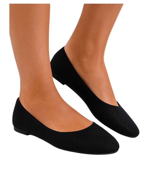 Czarne ażurowe baleriny damskie /G2-3 17777 182/