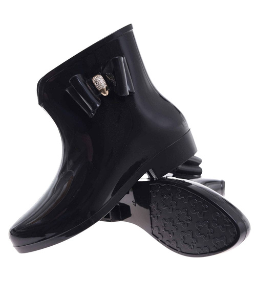 Kalosze damskie z kokardą czarne gumowce /F5-1+H2 18347 T255/