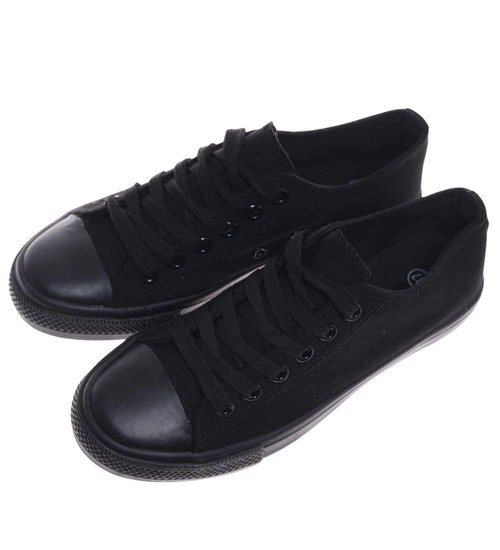 Klasyczne czarne trampki damskie z niską cholewką /E5-2 18680 T185/