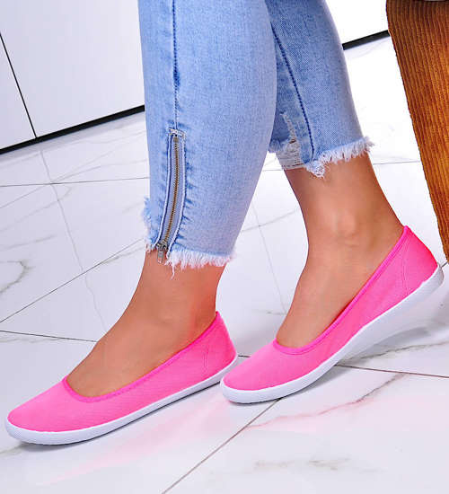 Lekkie tenisówki damskie jak balerinki RÓŻOWE /G12-2 1853 S028/