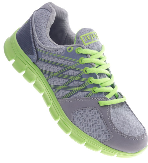 Sznurowane szaro zielone buty sportowe /C1-3 13206 S203/