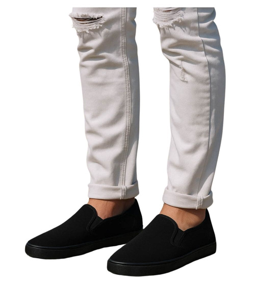 Czarne męskie trampki slip on /A1-2 18148 T285/