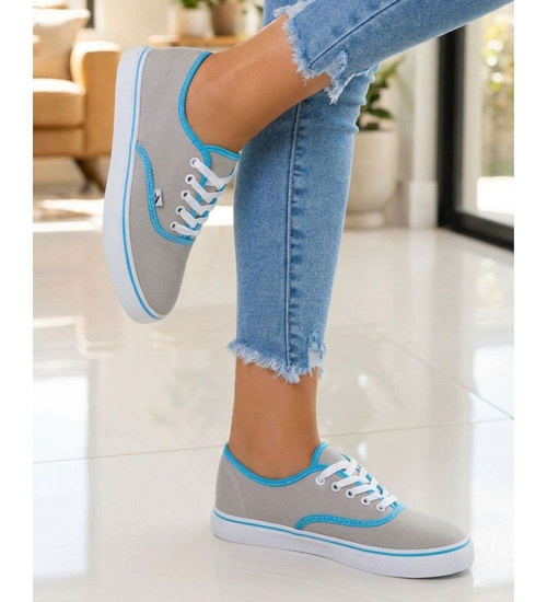 Sznurowane szare trampki damskie /F8-1 8249 T098/