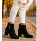 Czarne eleganckie botki na niskim obcasie /D4-3 18270 W483/