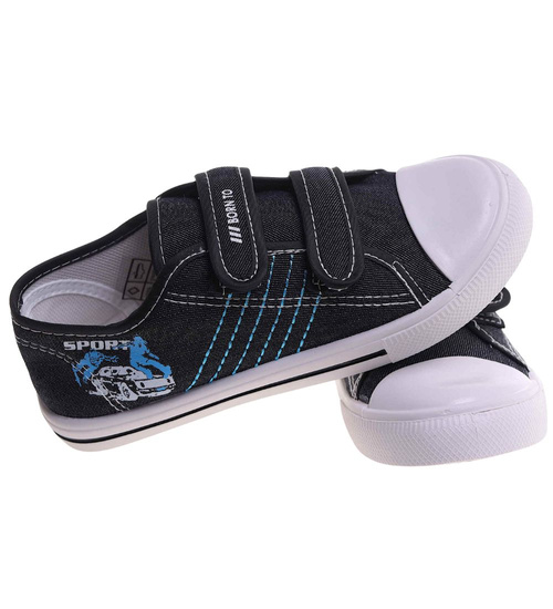 Czarne tenisówki chłopięce na rzepy /F6-1 18030 T189/