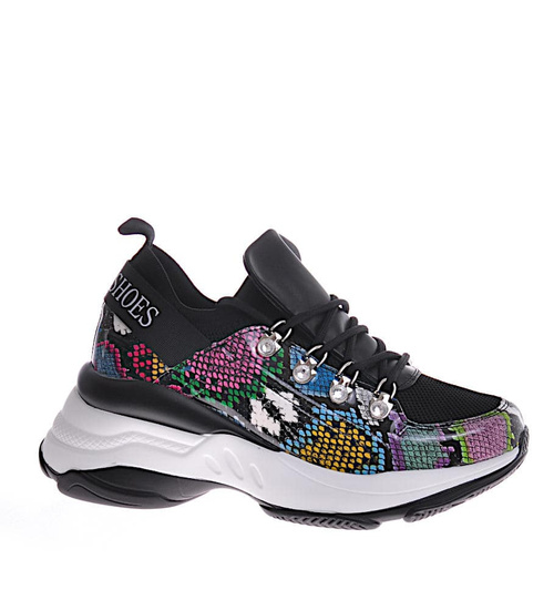 Damskie buty sportowe na platformie Czarne /G8-2 12392 S394/ 