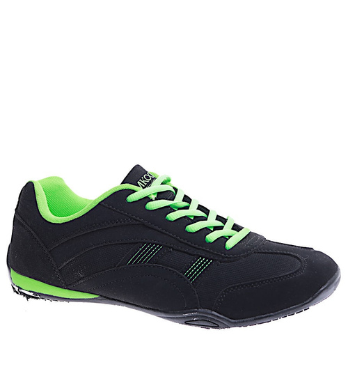 Zamszowe czarno zielone buty sportowe / H OST 376 S341/