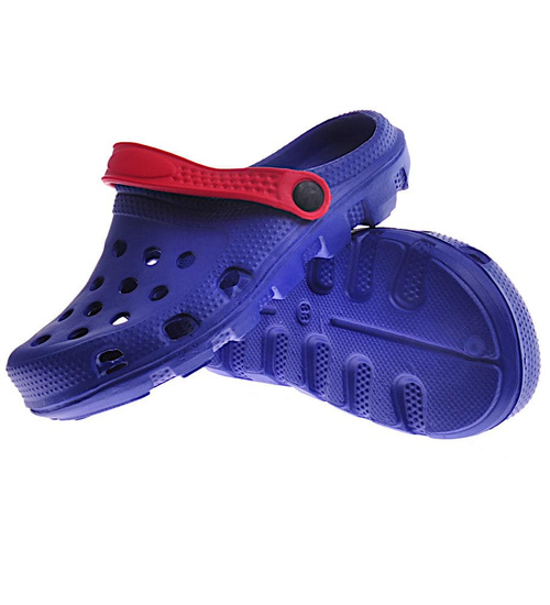 Niebieskie Gumowe klapki dziecięce z paskiem /G12-1 10871 S097/