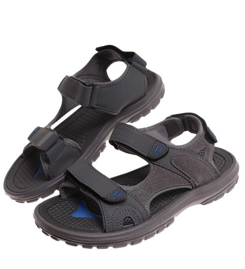 Szare lekkie sandały męskie na rzepy /A1-1 17909 T289/