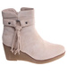 Beżowe zamszowe botki damskie na koturnie /G13-2 18212 T331/