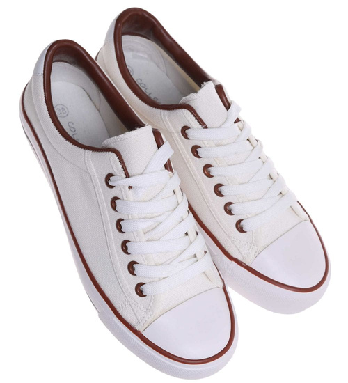 Klasyczne damskie trampki Białe /E2-3 14443 S143/