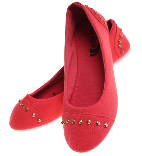 Materiałowe różowe balerinki jak tenisówki /D7-1 14389 T046/