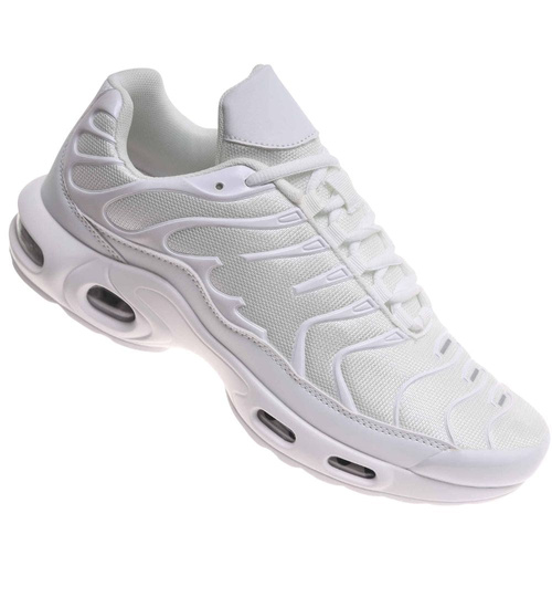 Białe sznurowane męskie buty sportowe /B4-3 17967 W388/