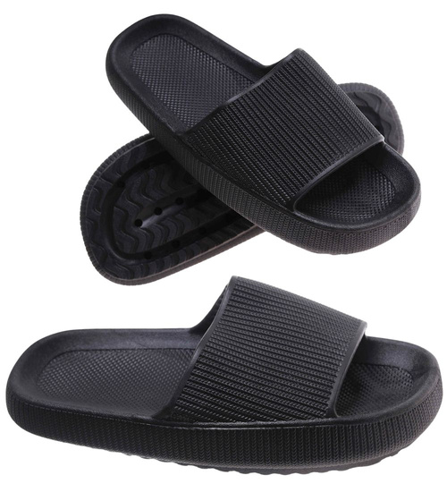 Czarne wodoodporne klapki plażowe /A6-1 17724 G089/